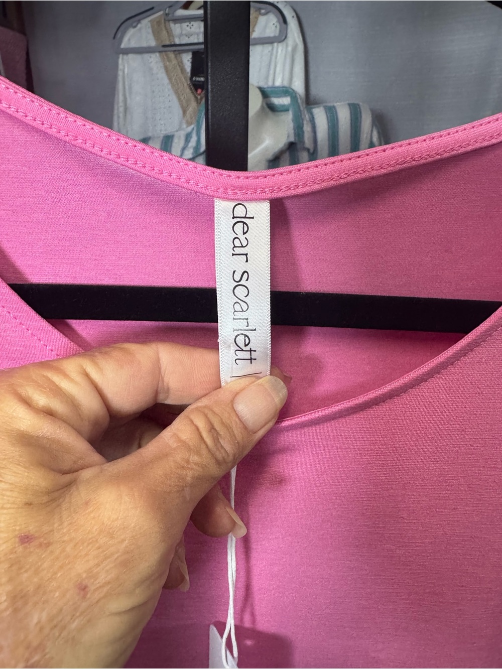 Dear Scarlett Bright Pink Scoop Neck Long Sleeve Tee - Picture 4 of 5